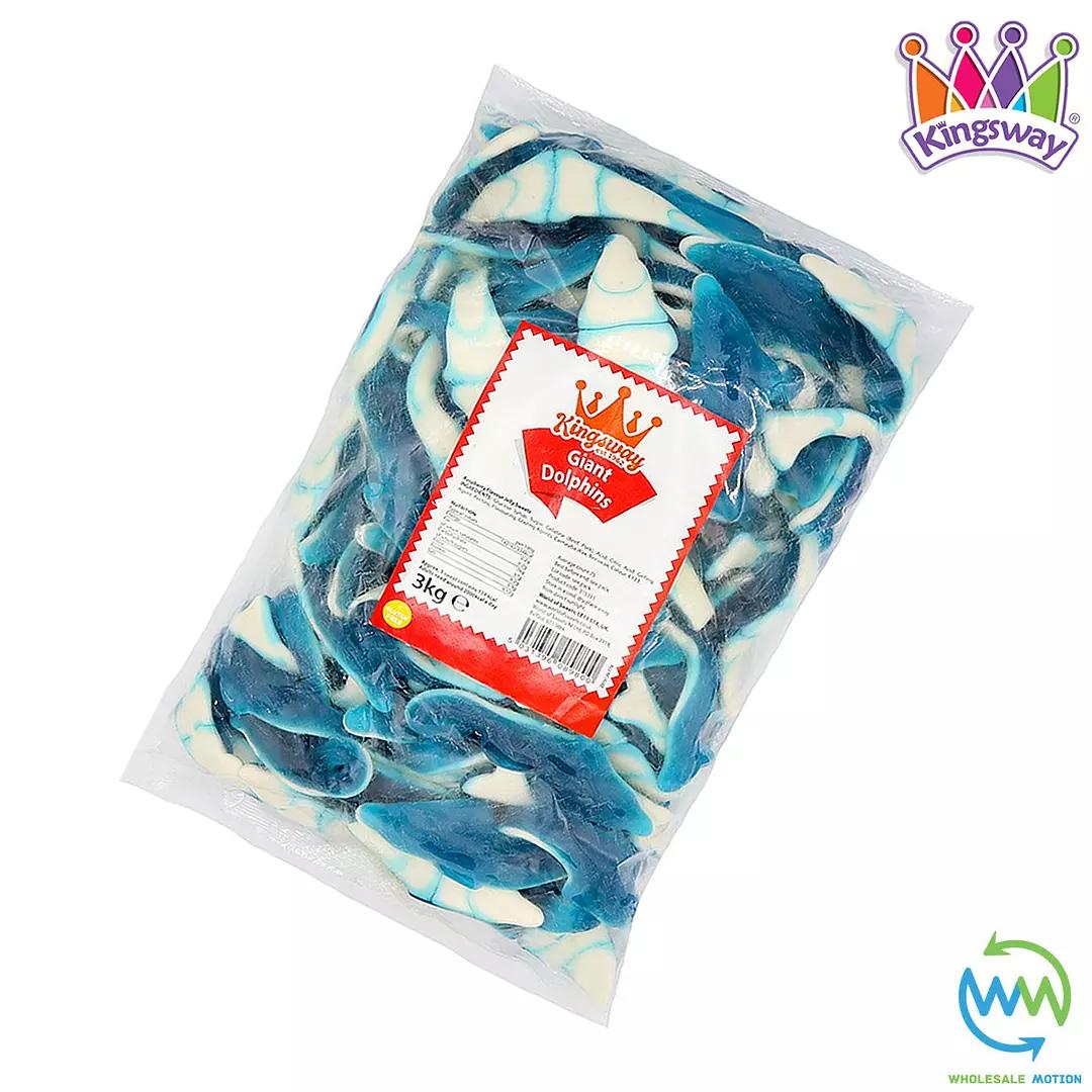 GIANT DOLPHINS Sweets GUMMY Candy JELLY Blue Raspberry TREAT Kingsway PICK N MIX Snack Fruit Candies Jellies Gummies