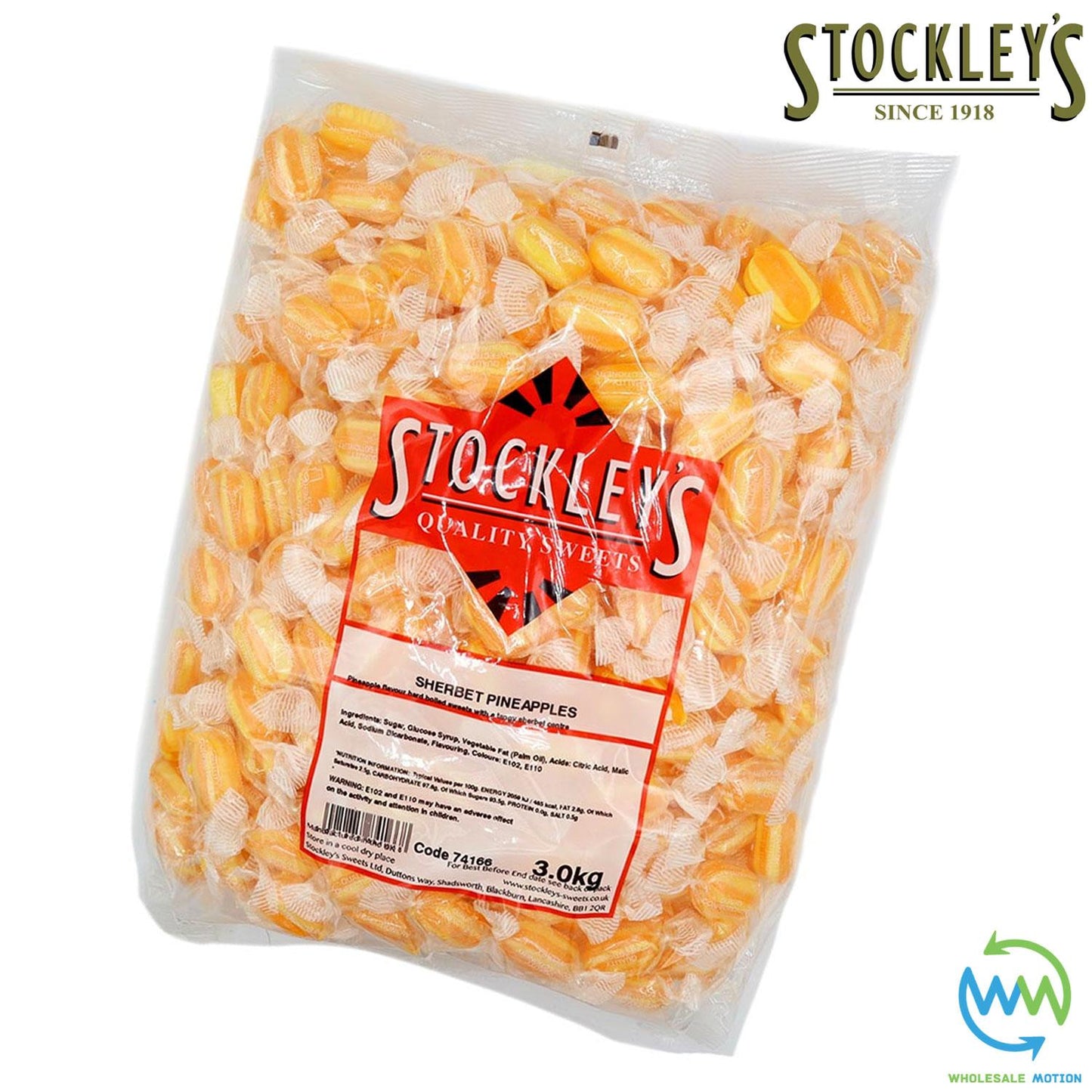 Stockleys PINEAPPLE SHERBETS Candy Sweets INDIVIDUAL Wrapped HARD BOILED TREATS Pick N Mix Snack