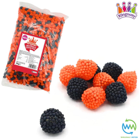 Halloween MINI BLACK & ORANGE DOTS Sweets GUMMY BERRIES Crunchy Nonpareils Jelly Berry CANDY Party TRICK OR TREAT Scary Spooky PICK N MIX Gummies Jellies Blueberry Kingsway UK NEW