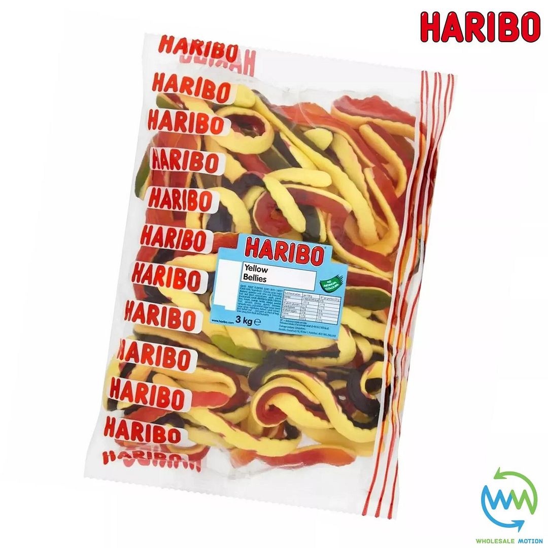 3KG BULK BAG - HARIBO YELLOW BELLIES Sweets RETRO Candy WEDDING Favours GIFT SNAKE PICK N MIX Sweets Candies Gummy Jelly Gummies Jellies Snack