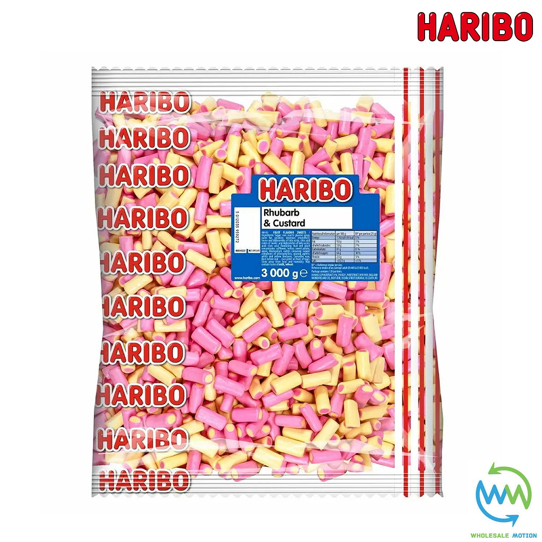 3KG BULK BAG - HARIBO RHUBARB And CUSTARD Sweets RETRO WEDDING Favours GIFT Classic PICK N MIX