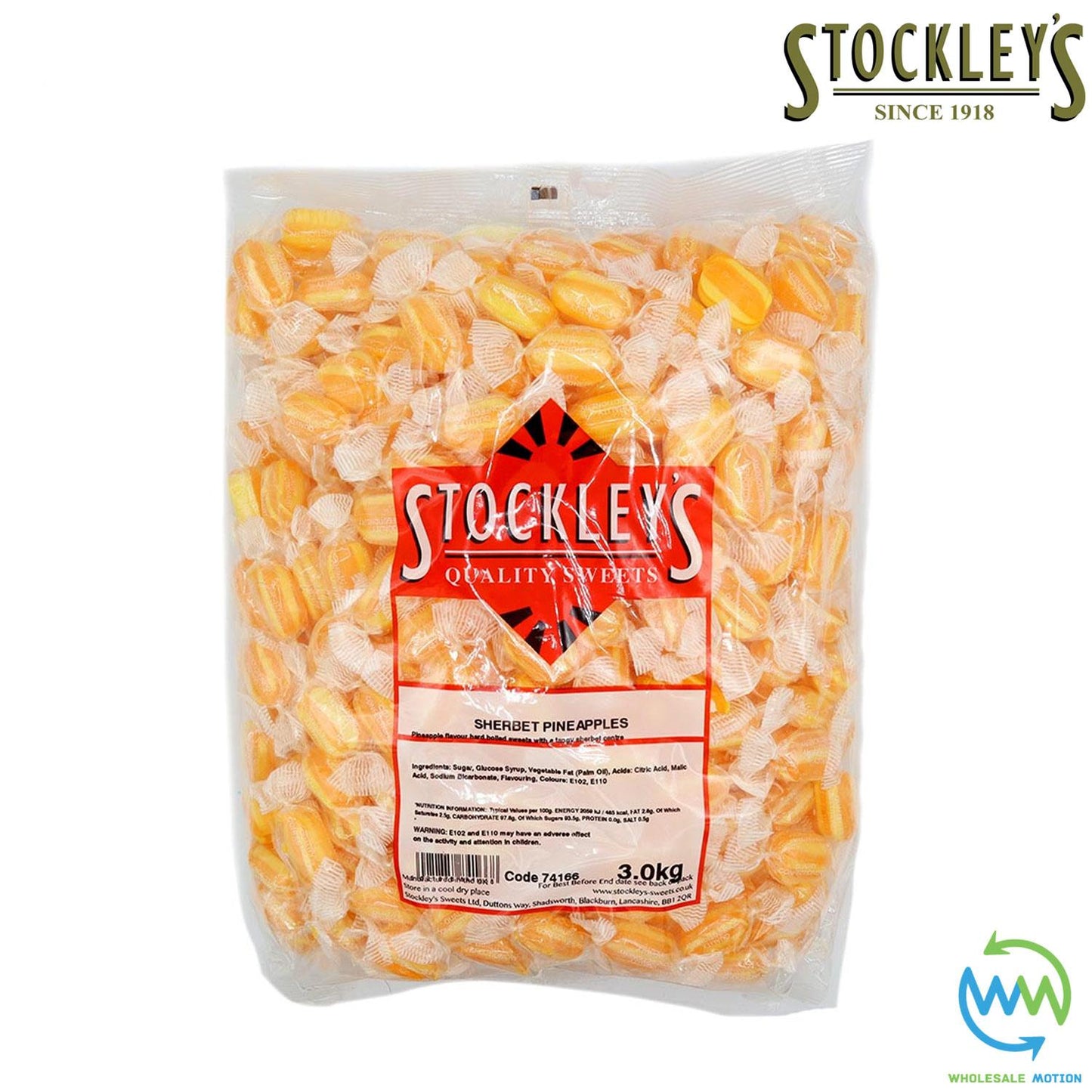 Stockleys PINEAPPLE SHERBETS Candy Sweets INDIVIDUAL Wrapped HARD BOILED TREATS Pick N Mix Snack