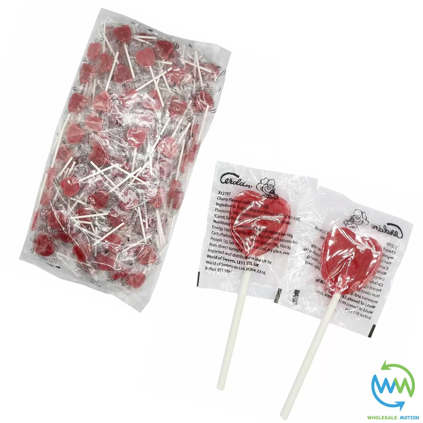 HEART LOLLIPOPS Sweets VALENTINES DAY Candy Love WEDDING Heart Red CHERRY LOLLY