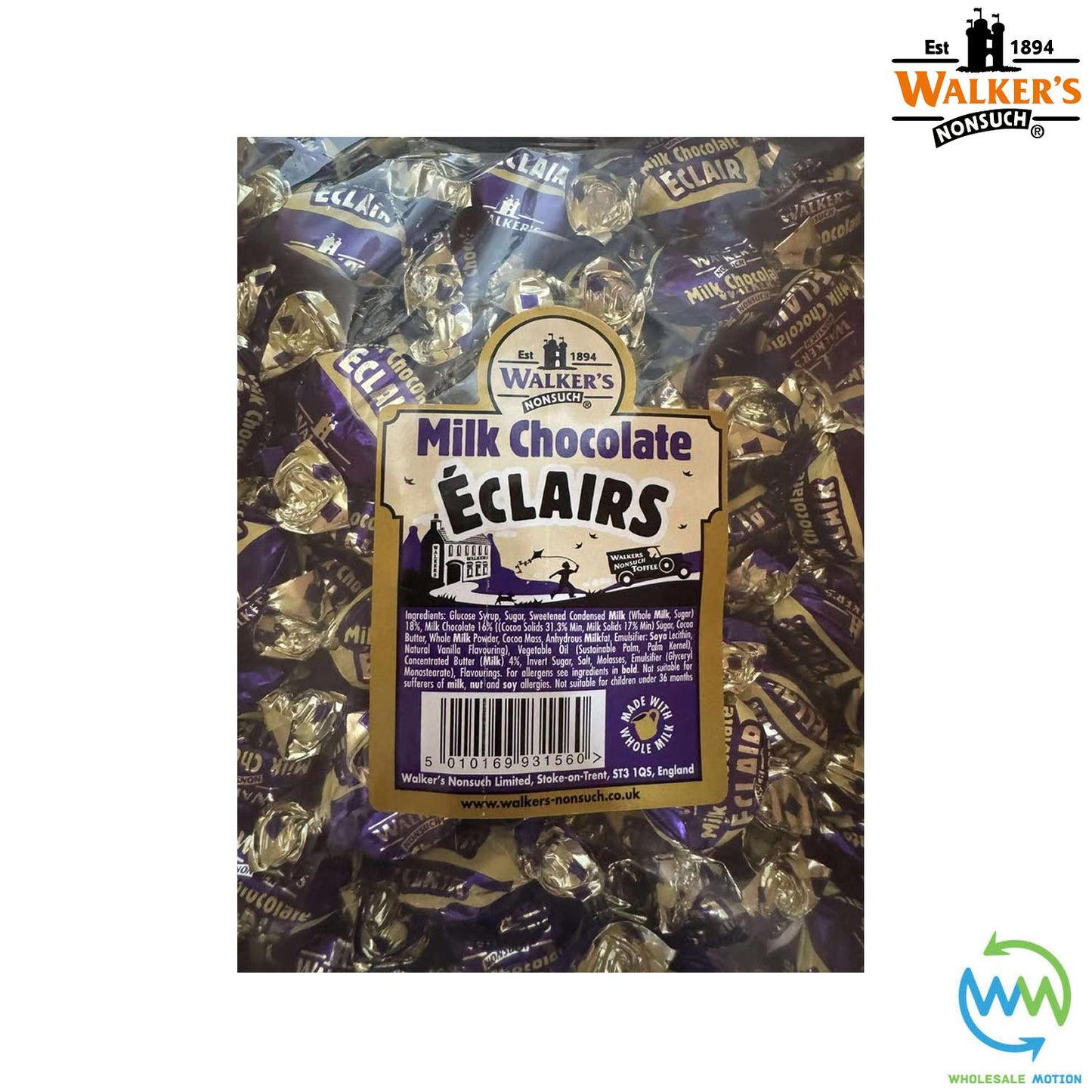 Walkers Nonsuch MILK CHOCOLATE ECLAIRS Retro Toffees PICK N MIX SWEETS Candy Bag Traditional Snack