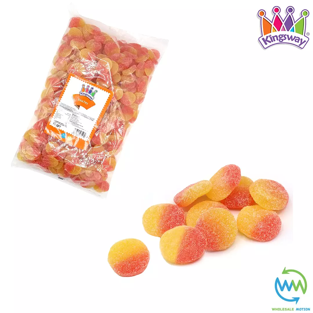 PEACH Sweets GUMMY Candy JELLY Sugared Flavour Peaches Kingsway PICK N MIX UK Candies Jellies Gummies Snack