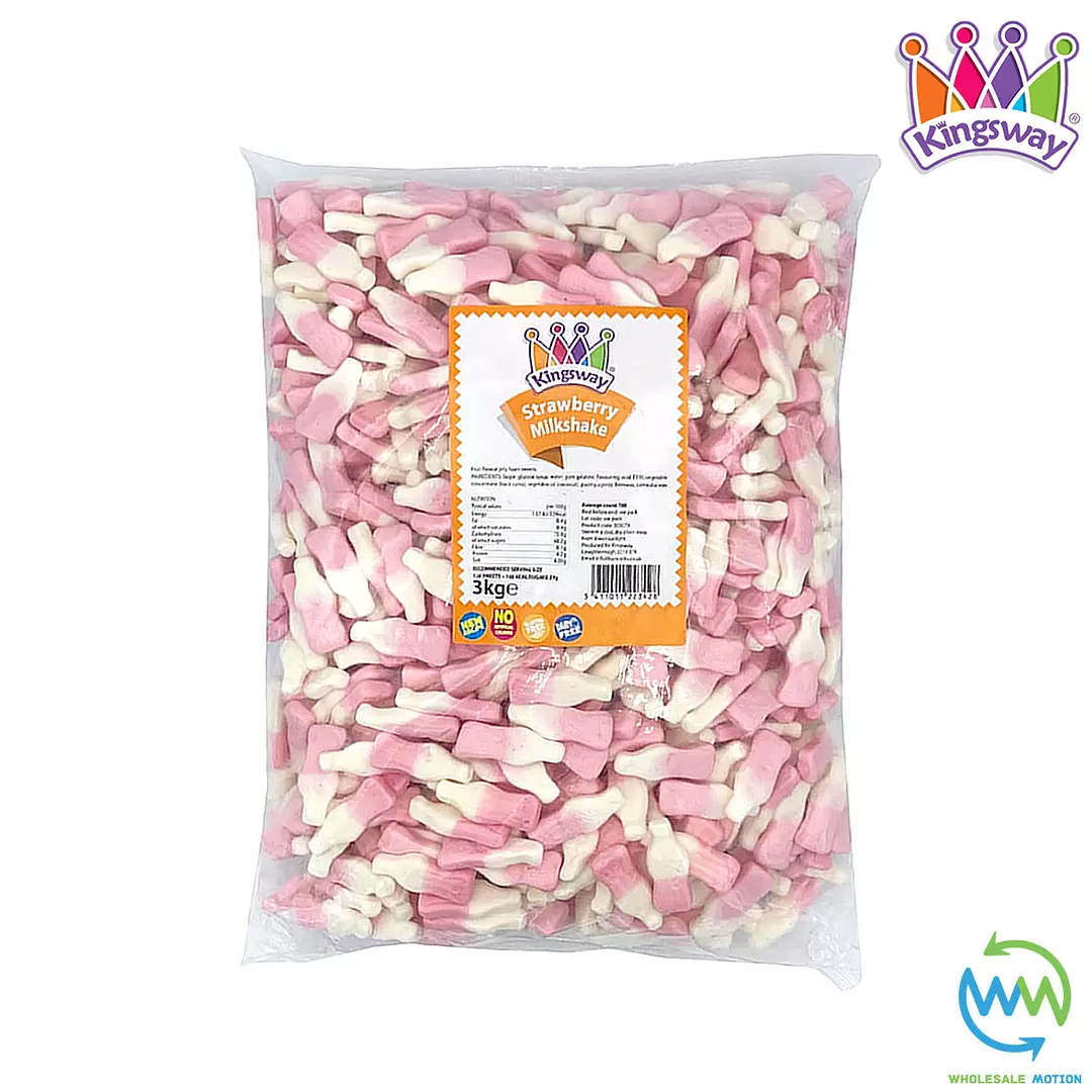 STRAWBERRY Milkshake BOTTLES Sweets GUMMY Candy FOAM JELLY Gummies JELLIES Candies Snack Kingsway PICK N MIX