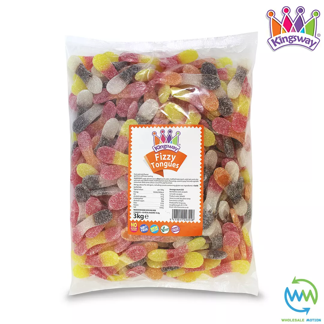 FIZZY TONGUES Sweets GUMMY Candy SOUR COATED Fruity JELLY Kingsway PICK N MIX UK Candies JELLIES GUMMIES Snack