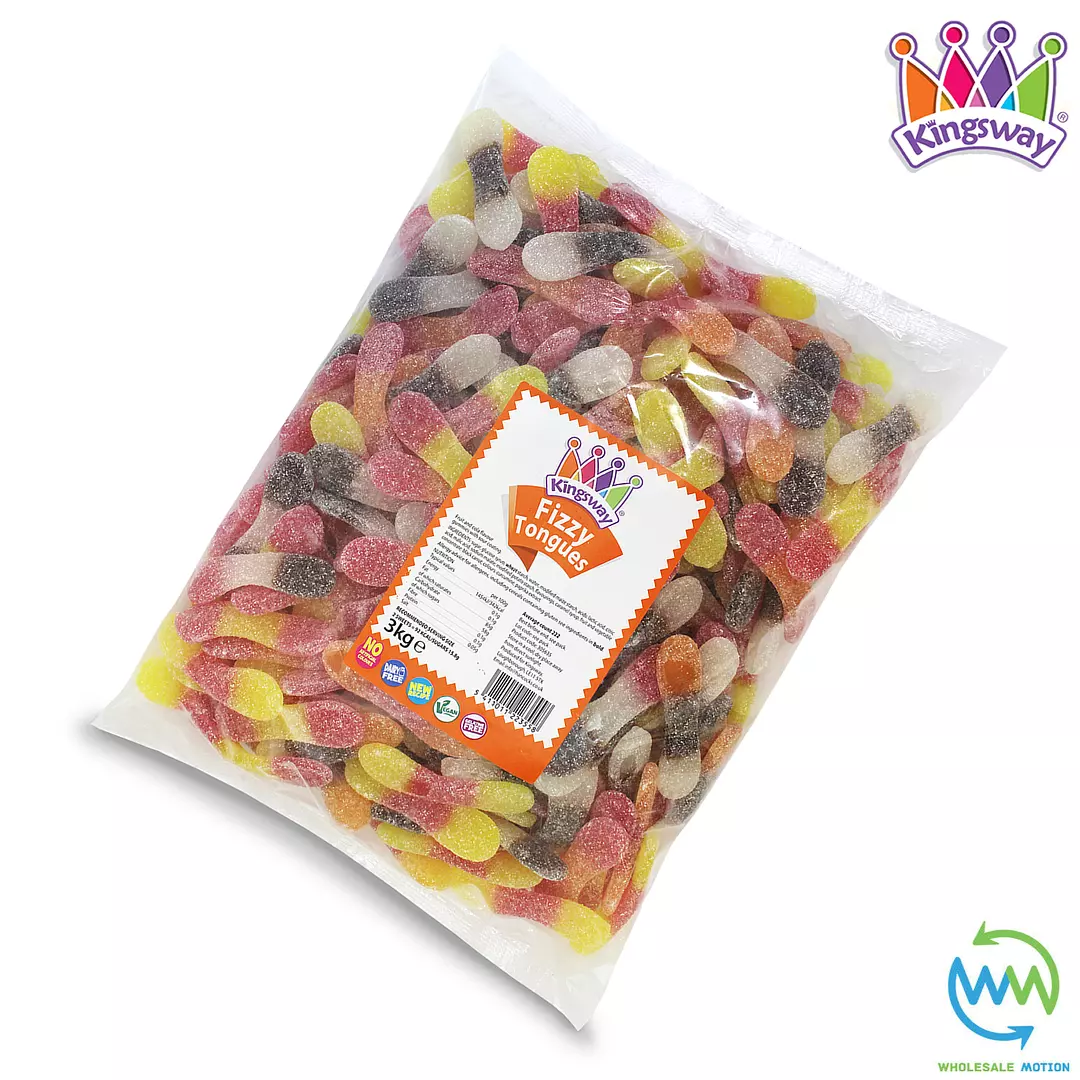 FIZZY TONGUES Sweets GUMMY Candy SOUR COATED Fruity JELLY Kingsway PICK N MIX UK Candies JELLIES GUMMIES Snack