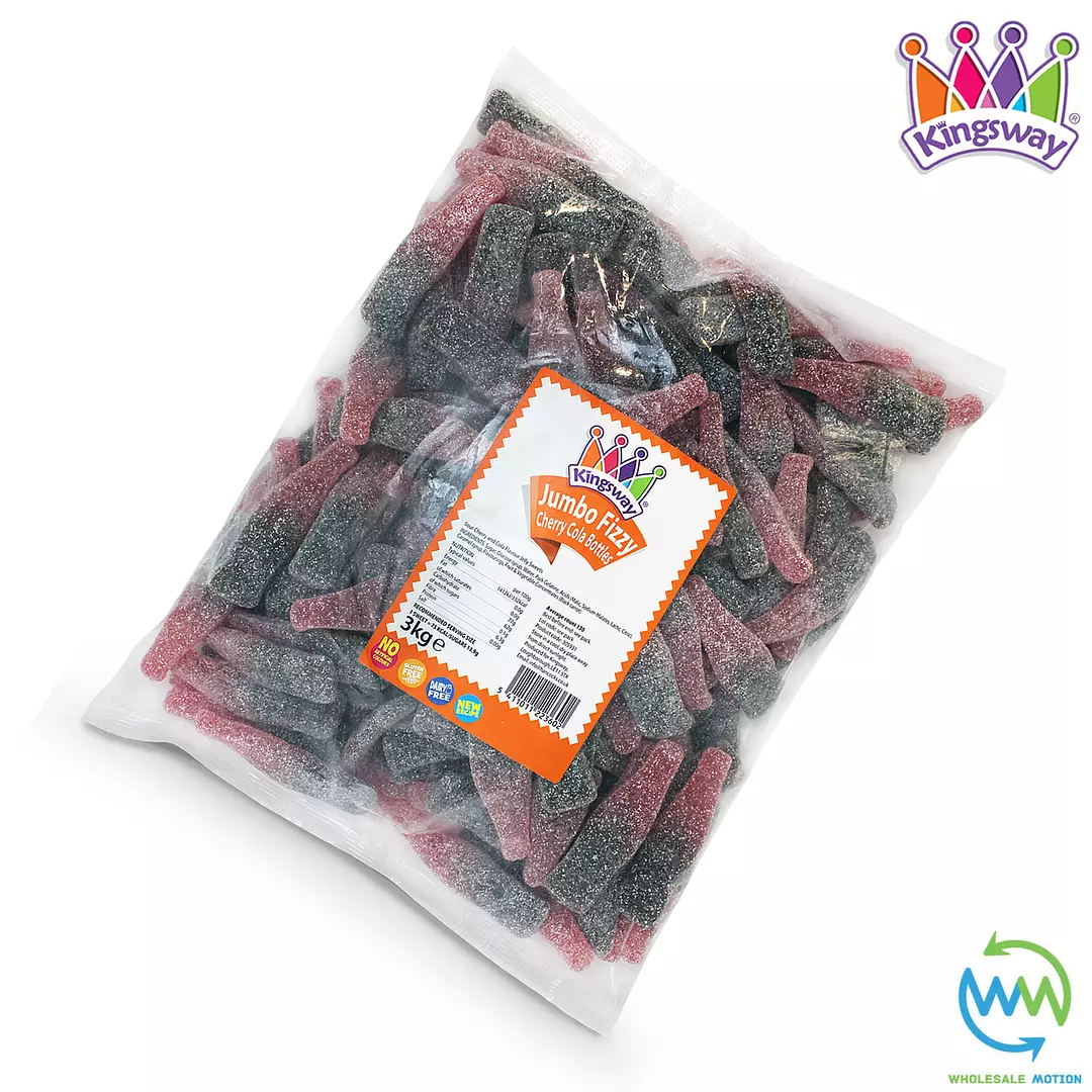 JUMBO FIZZY CHERRY COLA Bottles Sweets GUMMY Candy JELLY Kingsway PICK N MIX UK Candies Jellies Gummies Snack