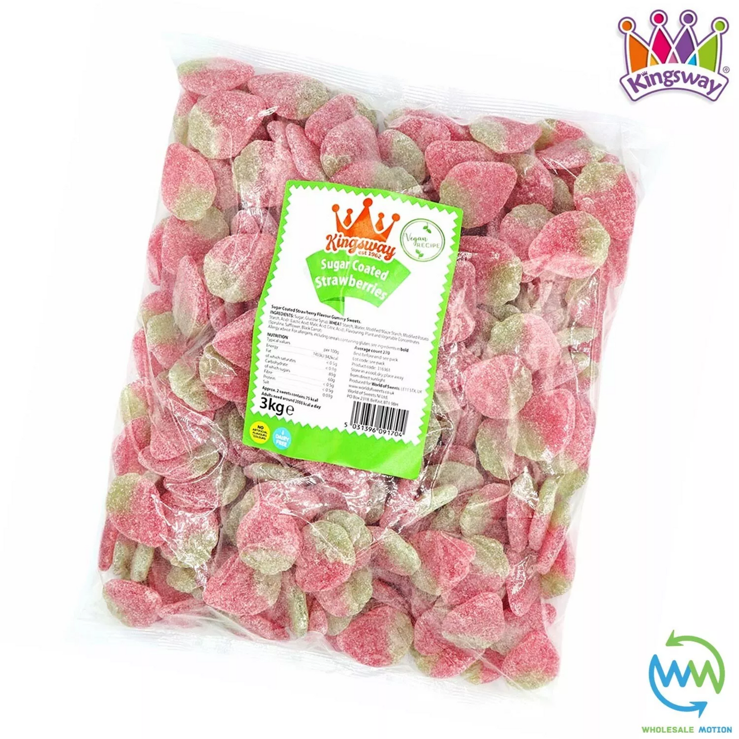SUGAR COATED STRAWBERRIES Sweets GUMMY Candy STRAWBERRY Kingsway PICK N MIX Gummies Jelly Jellies Snack