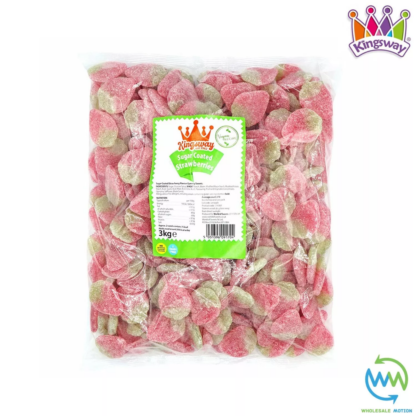 SUGAR COATED STRAWBERRIES Sweets GUMMY Candy STRAWBERRY Kingsway PICK N MIX Gummies Jelly Jellies Snack