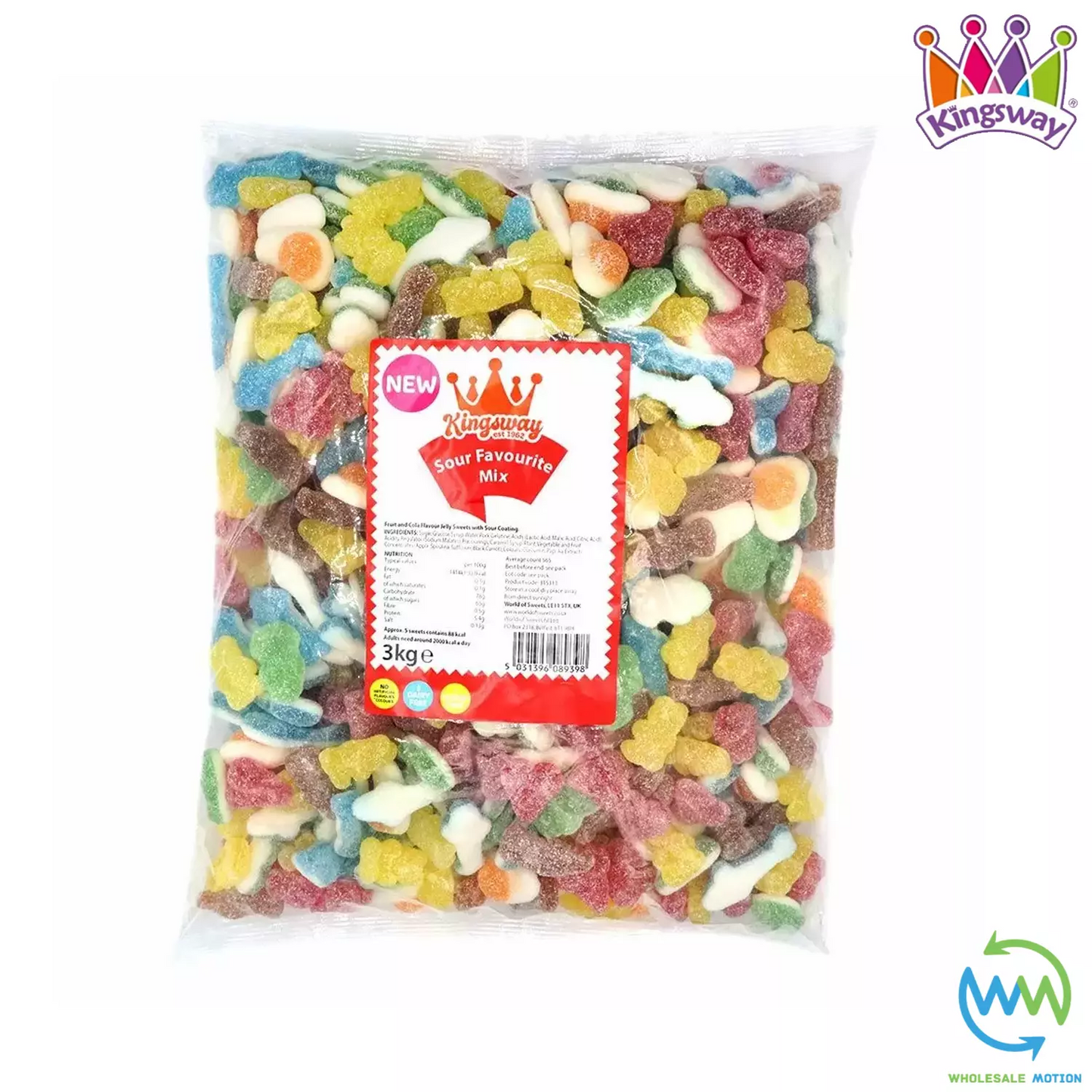 SOUR FAVOURITES MIX Sweets GUMMY Candy SUGAR FRUIT JELLY Kingsway PICK N MIX Gummies Jellies UK Snack