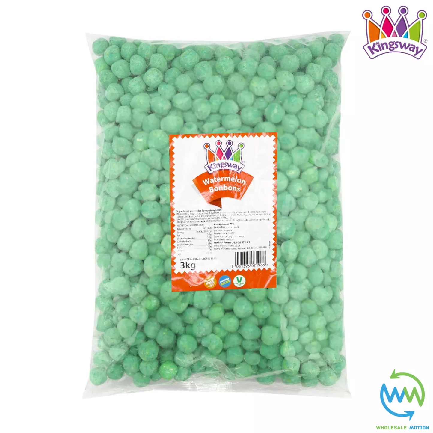 Kingsway WATERMELON BON BONS Sweets CANDY Sugar Dusted CHEWY Party PICK N MIX UK Snack Candies Jellies Gummies Jelly Gummy