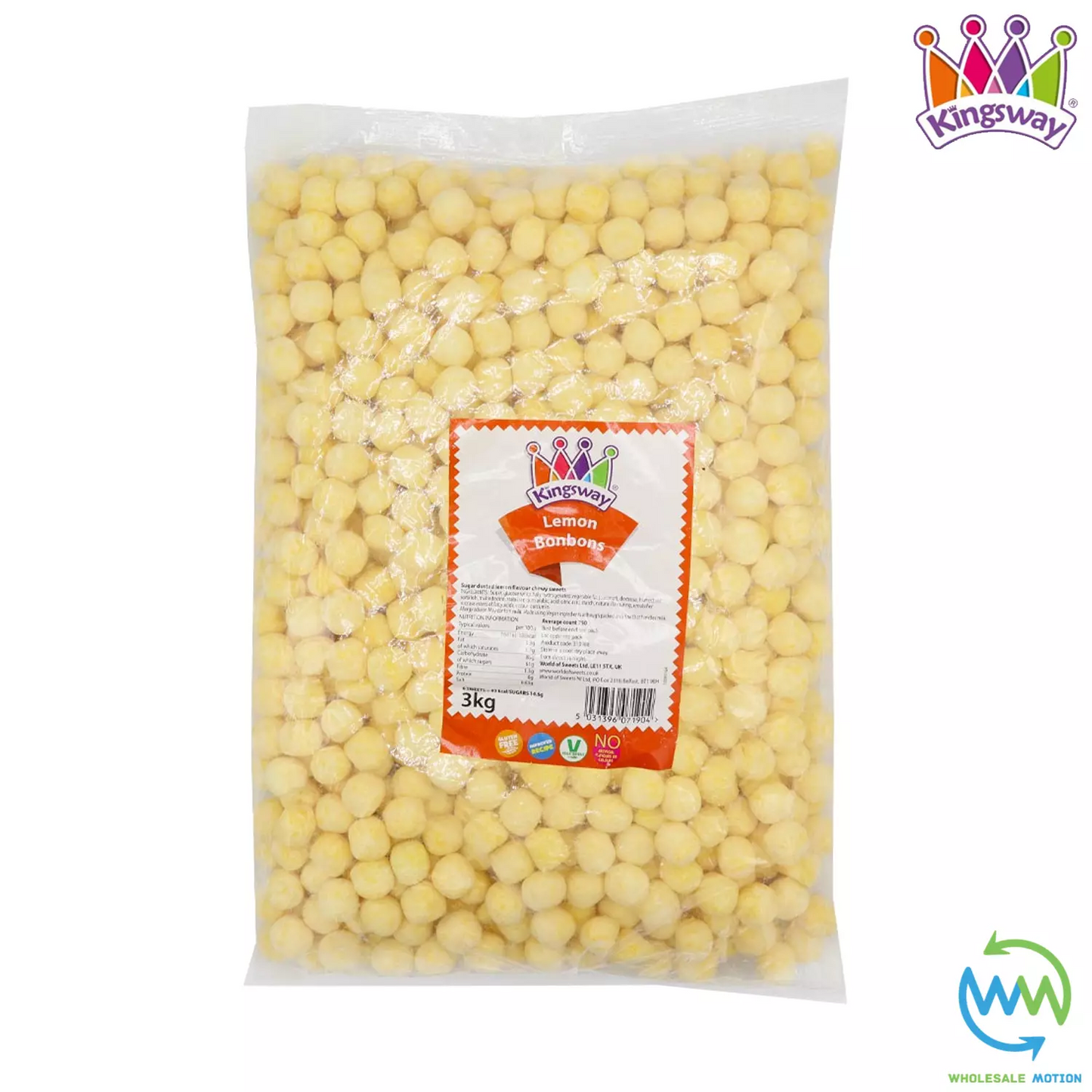 Kingsway LEMON BON BONS Sweets CANDY Sugar Dusted VEGGIE CHEWY Party PICK N MIX Snack Retro Candies Gummies Jellies Jelly Gummy
