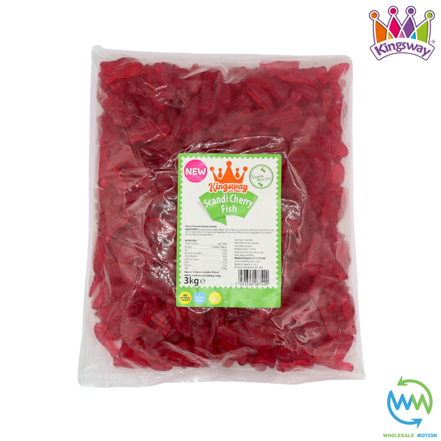 Kingsway SCANDI CHERRY FISH Sweets CHEWY Gummies Snack CANDY Party PICK N MIX UK Gummy JELLY Jellies Snack