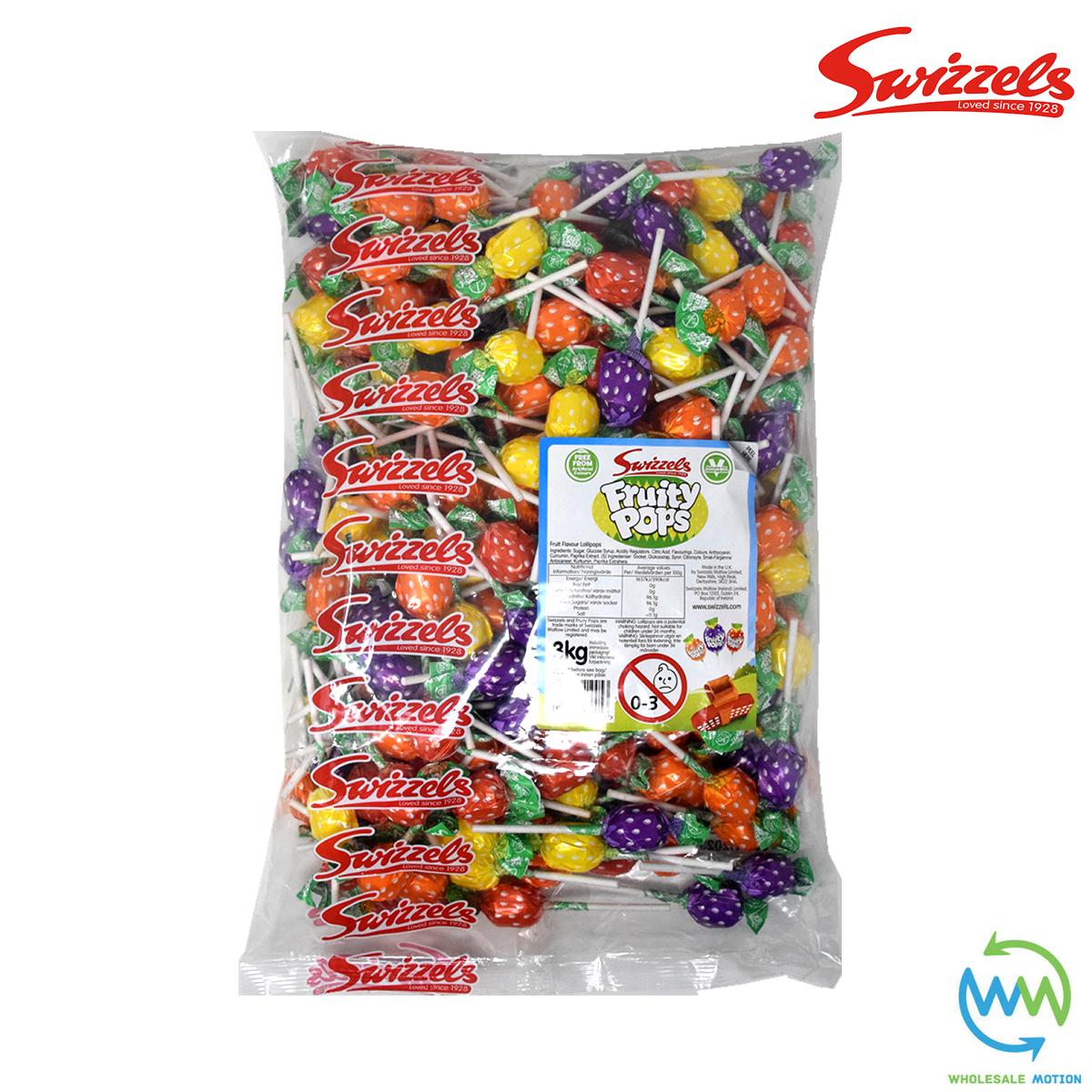 3KG BULK BAG Swizzels FRUITY POPS Lollies Individual Wrapped SWEETS Retro CANDY FRUIT Lolly Snack SWIZZELS