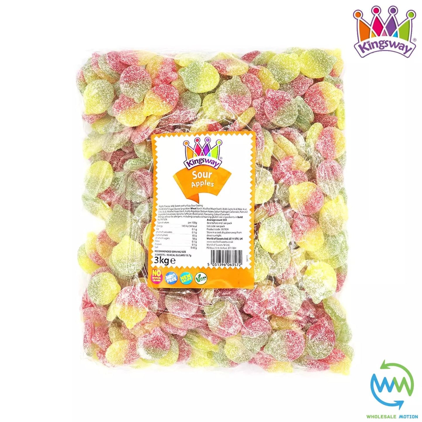 Kingsway FIZZY SOUR APPLES Sweets Retro JELLY Candy CANDIES Party PICK N MIX UK Candies Jellies GUMMIES Snack