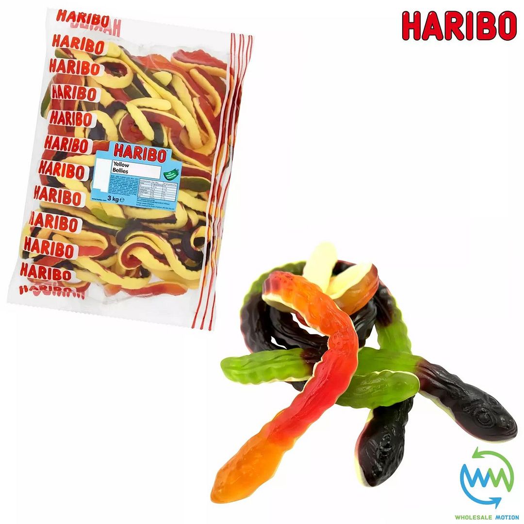 3KG BULK BAG - HARIBO YELLOW BELLIES Sweets RETRO Candy WEDDING Favours GIFT SNAKE PICK N MIX Sweets Candies Gummy Jelly Gummies Jellies Snack