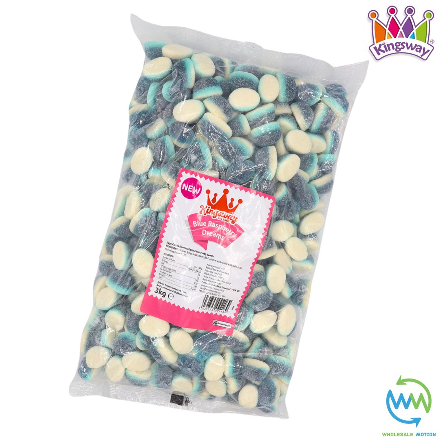BLUE RASPBERRY Dreams SUGAR COATED Sweets GUMMY Candy JELLY Kingsway PICK N MIX Foam Snack Party Bag Filler