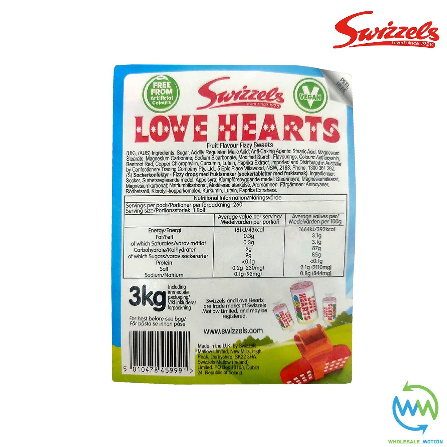 3KG BULK BAG Swizzels LOVE HEARTS Individual Wrapped 12g SWEETS DISC Retro CANDY Kids Party Snack SWIZZELS