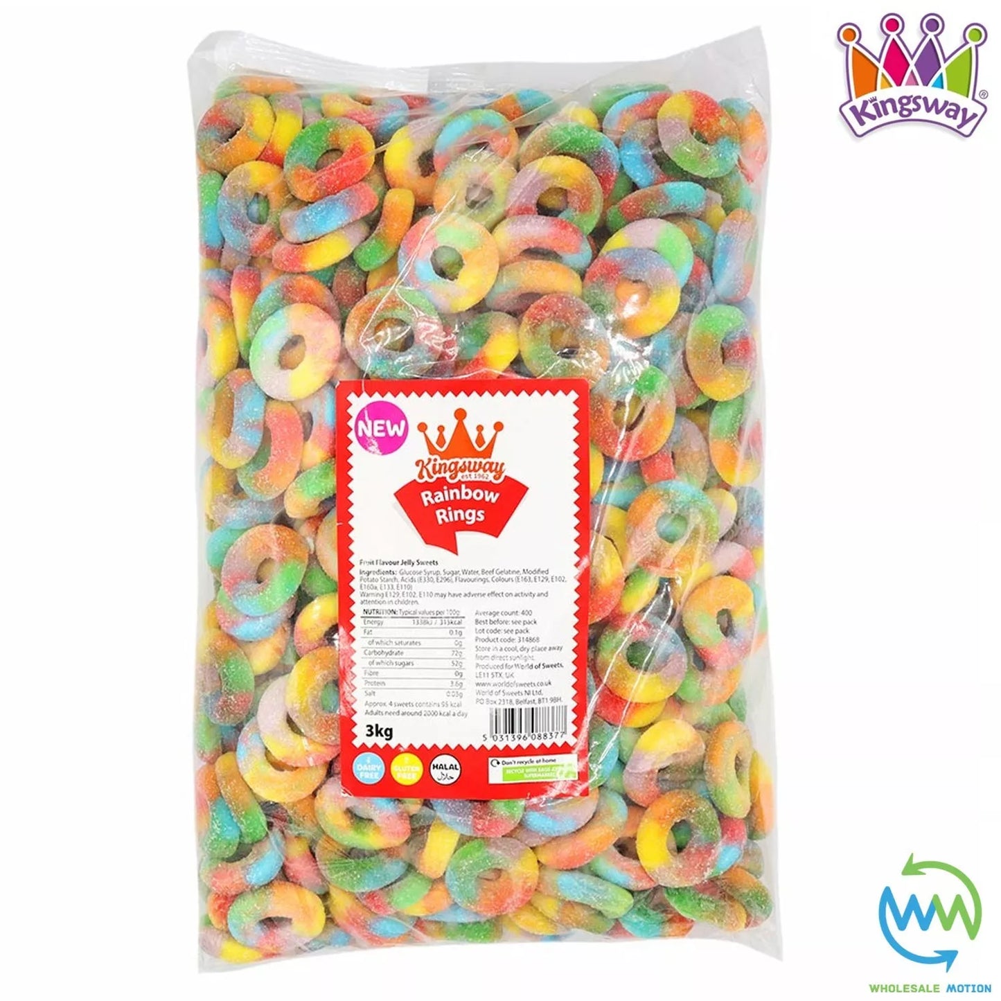 RAINBOW RINGS Sweets GUMMY Candy JELLY Jellies Fruit PRIDE Fizzy Kingsway PICK N MIX Treat Snack