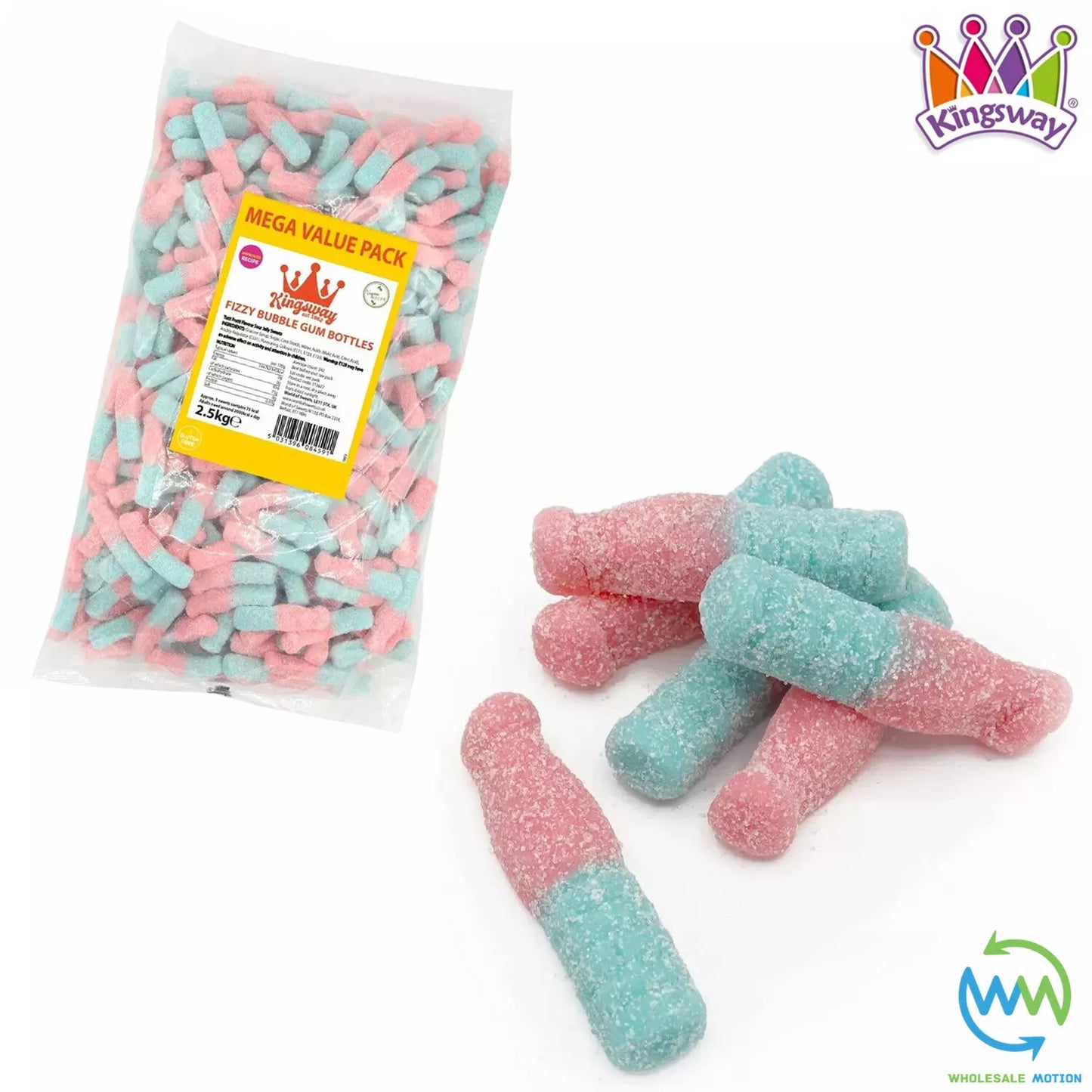 Kingsway Mega Value Vegan Fizzy Bubblegum Bottles 2.5kg