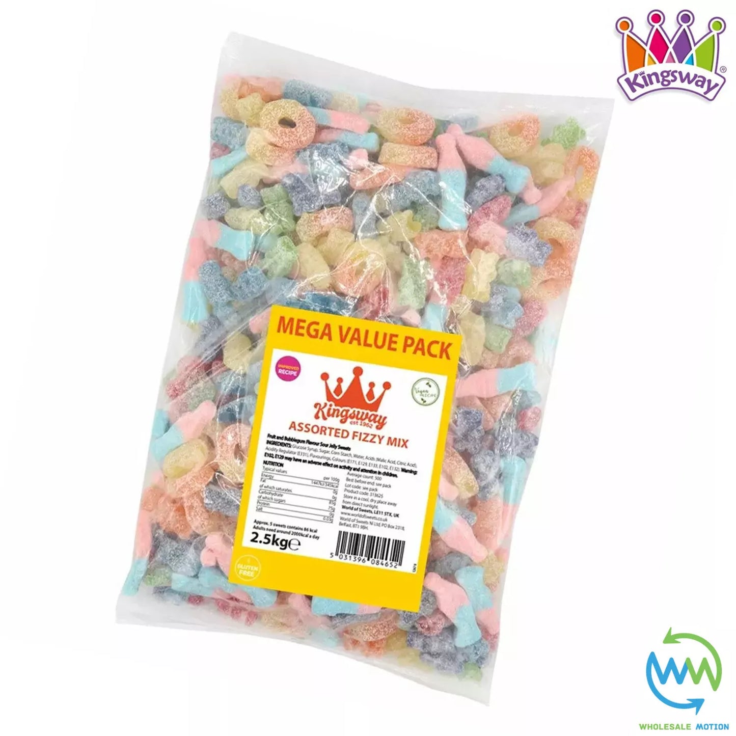 Kingsway Mega Value Vegan Assorted Fizzy Mix 2.5kg