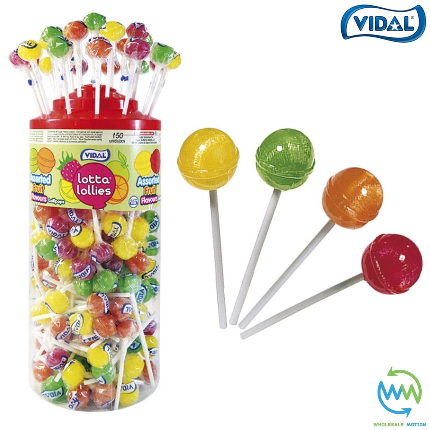 Vidal Lotta Lollies ASSORTED FRUITS Lolly SWEETS Candy HARD BOILED PARTY BAG Filler UK Treat Individual Snack loli pops