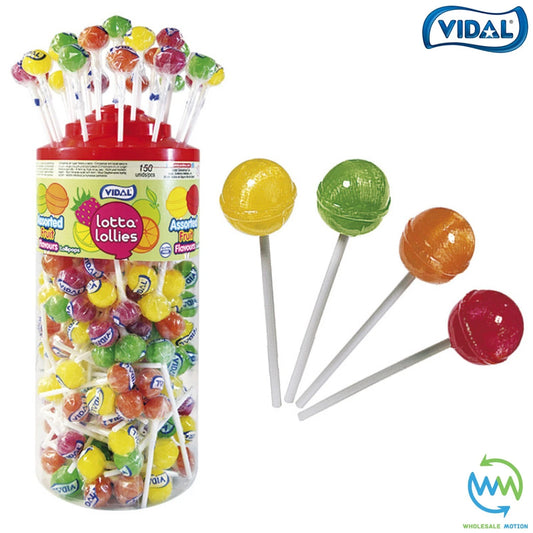 Vidal Lotta Lollies ASSORTED FRUITS Lolly SWEETS Candy HARD BOILED PARTY BAG Filler UK Treat Individual Snack loli pops
