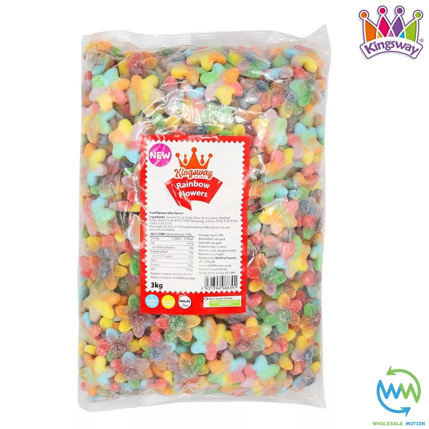 RAINBOW FLOWERS Sweets GUMMY Candy JELLY Jellies Fruit PRIDE Fizzy Kingsway PICK N MIX Treat Snack