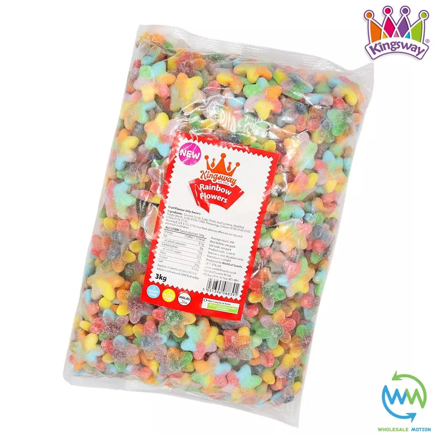 RAINBOW FLOWERS Sweets GUMMY Candy JELLY Jellies Fruit PRIDE Fizzy Kingsway PICK N MIX Treat Snack