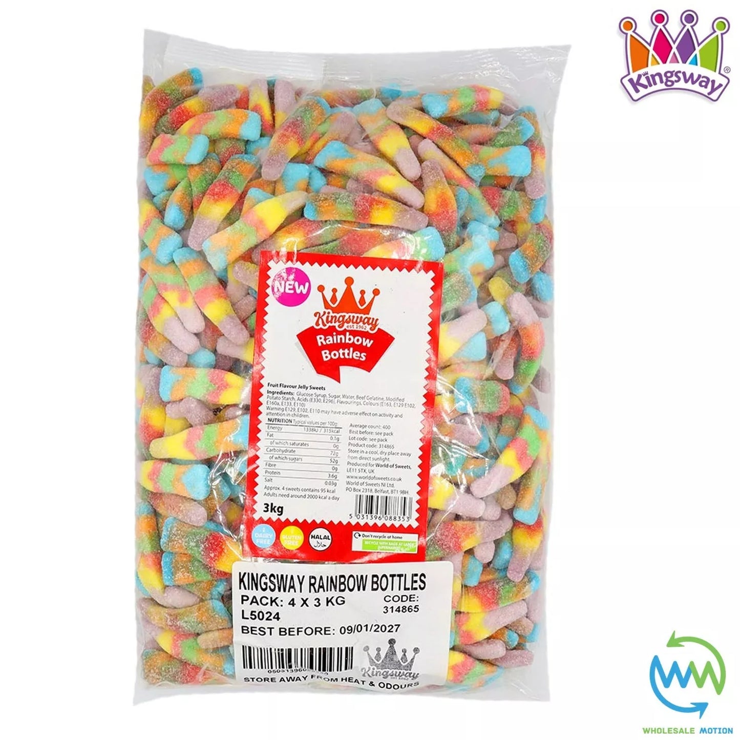 RAINBOW BOTTLES Sweets GUMMY Candy JELLY Jellies Fruit PRIDE Fizzy Kingsway Bottle PICK N MIX Treat Snack