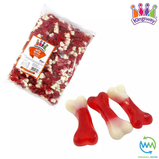 GUMMY BONES Sweets Candy JELLY Gummies STRAWBERRY Treats Kingsway PICK N MIX UK Halloween Trick Or Treat JELLIES Candies Snack