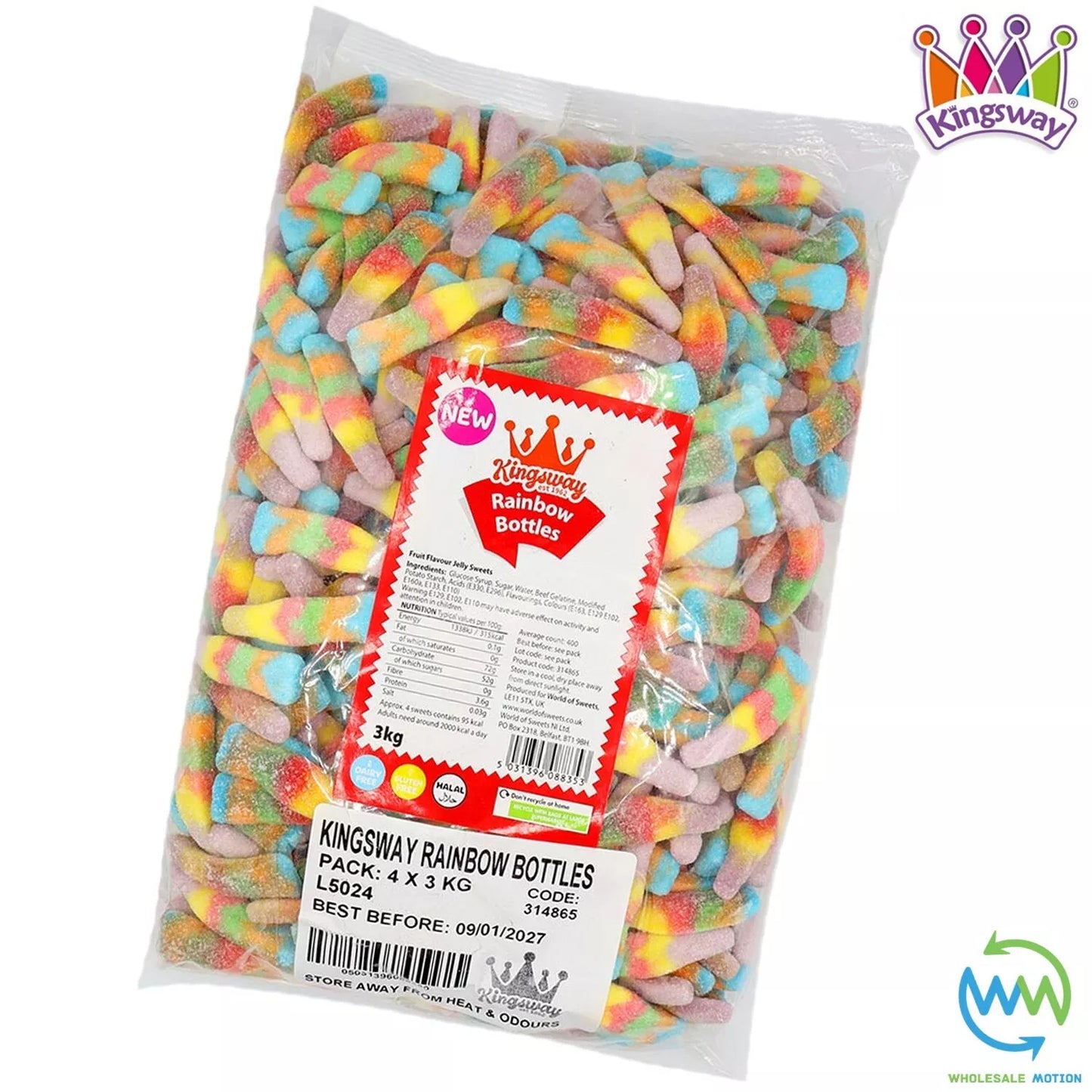 RAINBOW BOTTLES Sweets GUMMY Candy JELLY Jellies Fruit PRIDE Fizzy Kingsway Bottle PICK N MIX Treat Snack