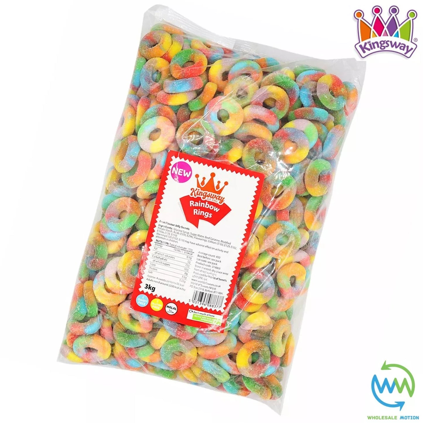 RAINBOW RINGS Sweets GUMMY Candy JELLY Jellies Fruit PRIDE Fizzy Kingsway PICK N MIX Treat Snack