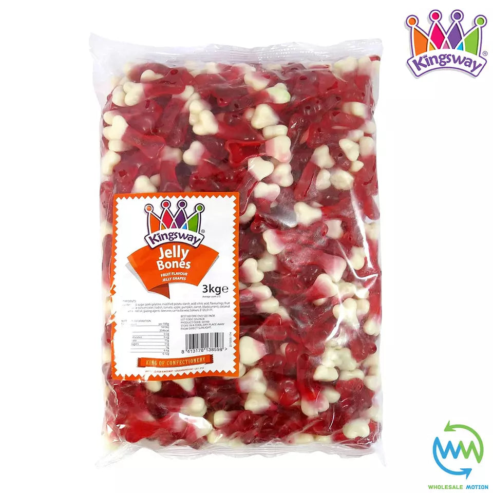 GUMMY BONES Sweets Candy JELLY Gummies STRAWBERRY Treats Kingsway PICK N MIX UK Halloween Trick Or Treat JELLIES Candies Snack