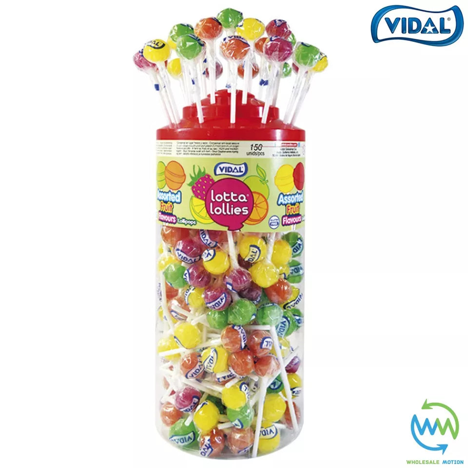 Vidal Lotta Lollies ASSORTED FRUITS Lolly SWEETS Candy HARD BOILED PARTY BAG Filler UK Treat Individual Snack loli pops