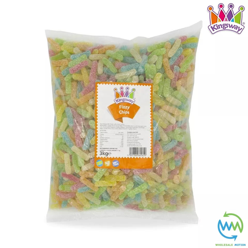 FIZZY CHIPS Sweets GUMMY Candy SOUR JELLY Gummies JELLIES Kingsway PICK N MIX UK Snack Party Bag Filler