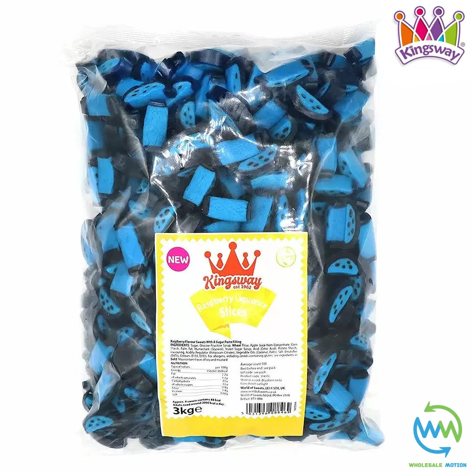 BLUE RASPBERRY LIQUORICE SLICES Sweets GUMMY Candy JELLY GUMMIES Kingsway PICK N MIX Snack