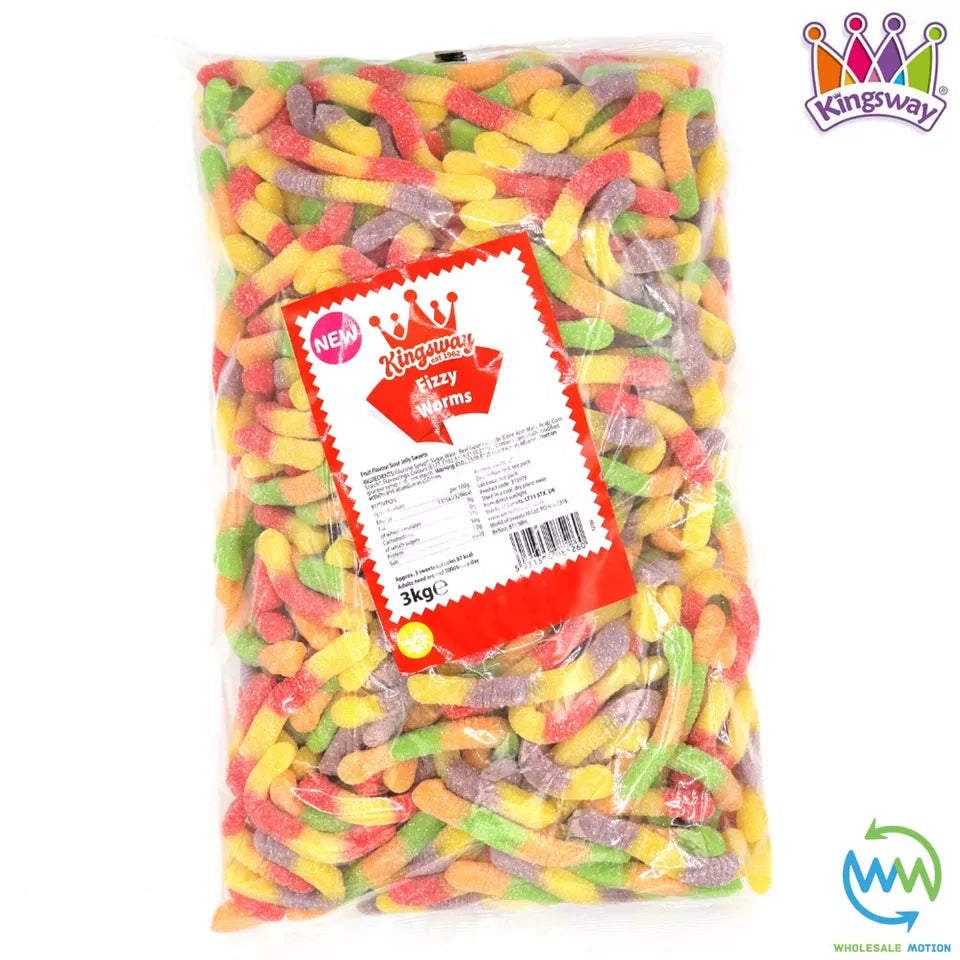 FIZZY WORMS Sweets GUMMY Worm SOUR COATED Jelly Candy Kingsway PICK N MIX Gummies Jellies Snack
