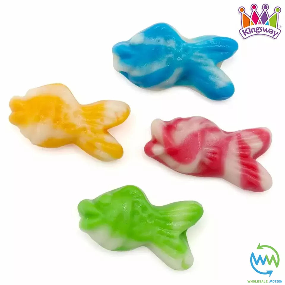 SWIRLY FISH Sweets GUMMY Candy RAINBOW Fruit JELLY GUMMIES Candies JELLIES Snack White Red Blue Green Yellow Kingsway PICK N MIX