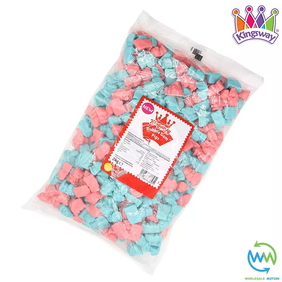 BUBBLEGUM Flavour PIGS Gummy SWEETS Piggy Candy JELLY Pig Kingsway PICK N MIX UK Bubble Gum Pink Blue CANDIES Gummies Jellies Snack