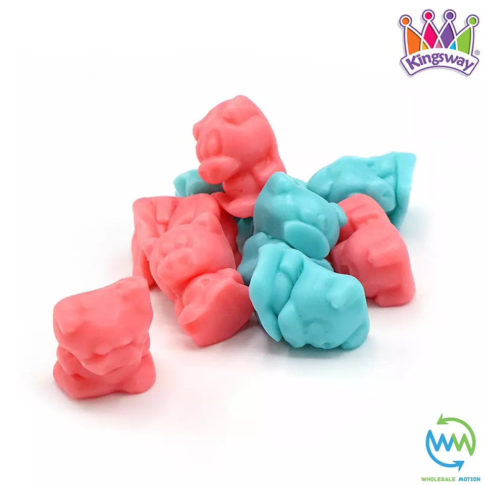 BUBBLEGUM Flavour PIGS Gummy SWEETS Piggy Candy JELLY Pig Kingsway PICK N MIX UK Bubble Gum Pink Blue CANDIES Gummies Jellies Snack