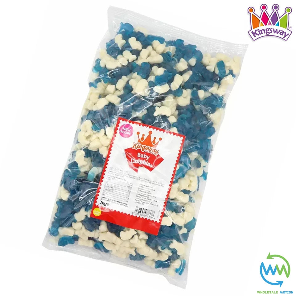 BABY DOLPHIN Sweets GUMMY Candy WHITE & BLUE DOLPHINS JELLY Kingsway Jellies Gummies PICK N MIX Snack Fruity