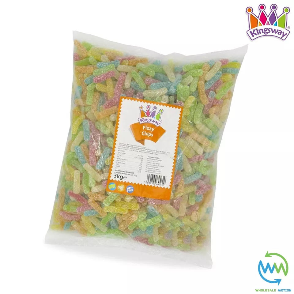FIZZY CHIPS Sweets GUMMY Candy SOUR JELLY Gummies JELLIES Kingsway PICK N MIX UK Snack Party Bag Filler