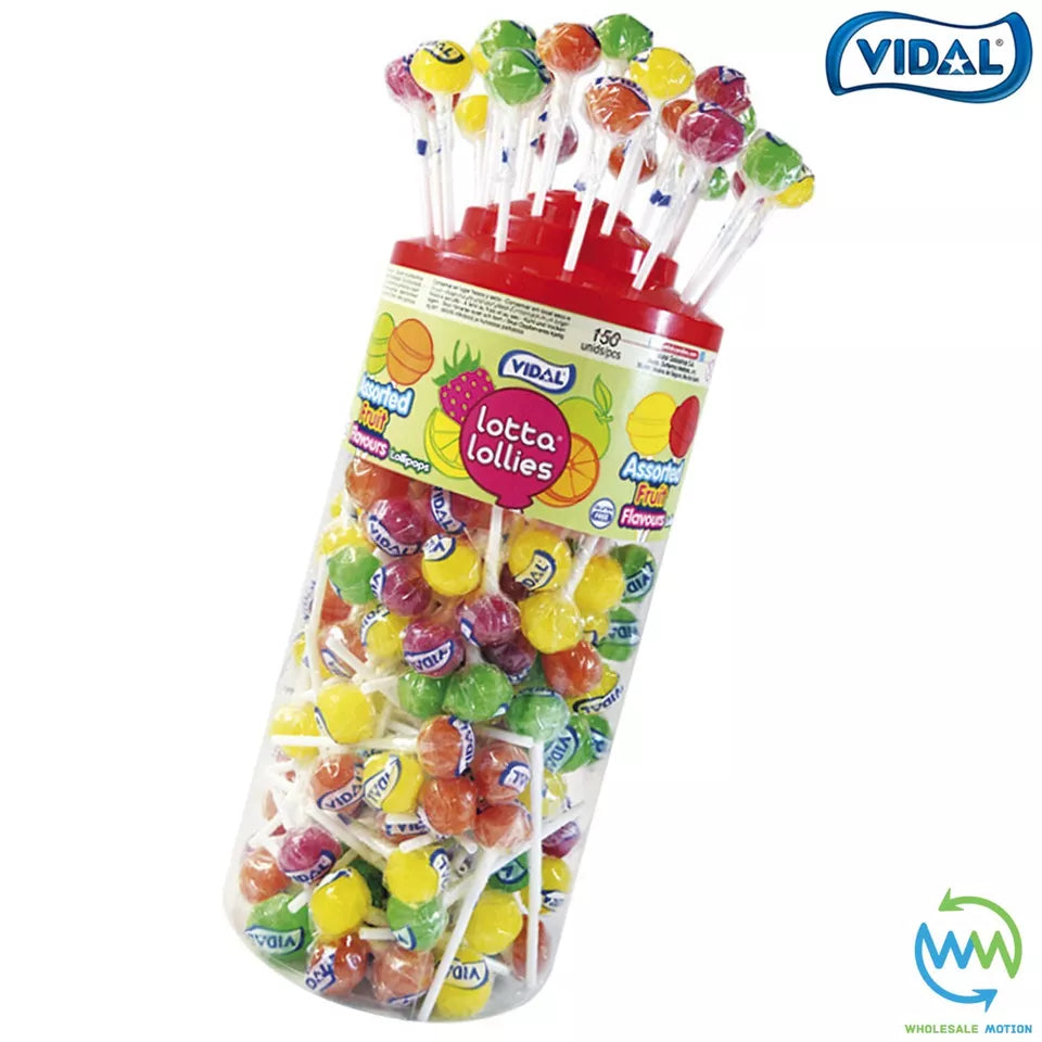 Vidal Lotta Lollies ASSORTED FRUITS Lolly SWEETS Candy HARD BOILED PARTY BAG Filler UK Treat Individual Snack loli pops