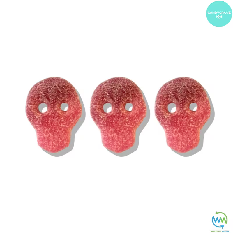 FIZZY POMEGRANATE & CHERRY SKULLS Sweets GUMMY Jelly CANDY Jellies GUMMIES Sugar Coated Fruit FRUITY Skull Snack WEDDING GIFT Party Bag Filler CANDIES PICK N MIX UK Candycrave