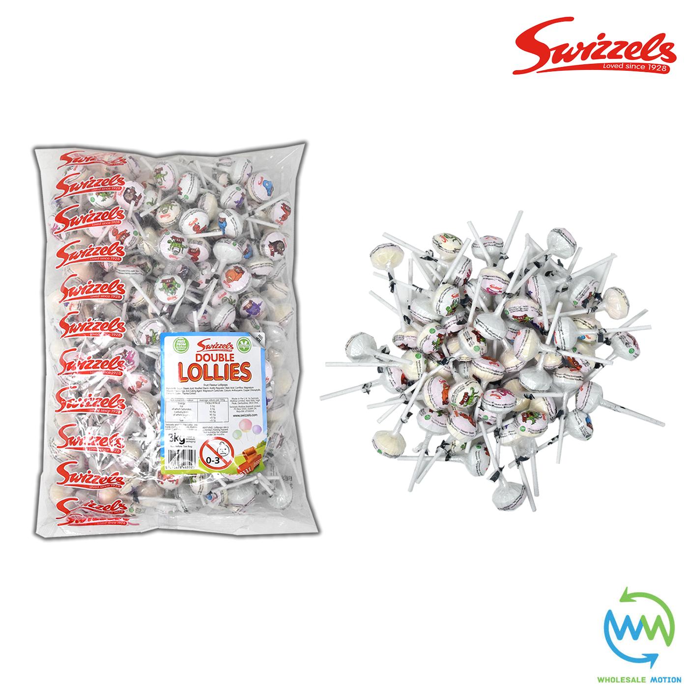 3KG BULK BAG Swizzels DOUBLE LOLLIES Fruity Individual Wrapped SWEETS Retro CANDY FRUIT Lolly Snack SWIZZELS