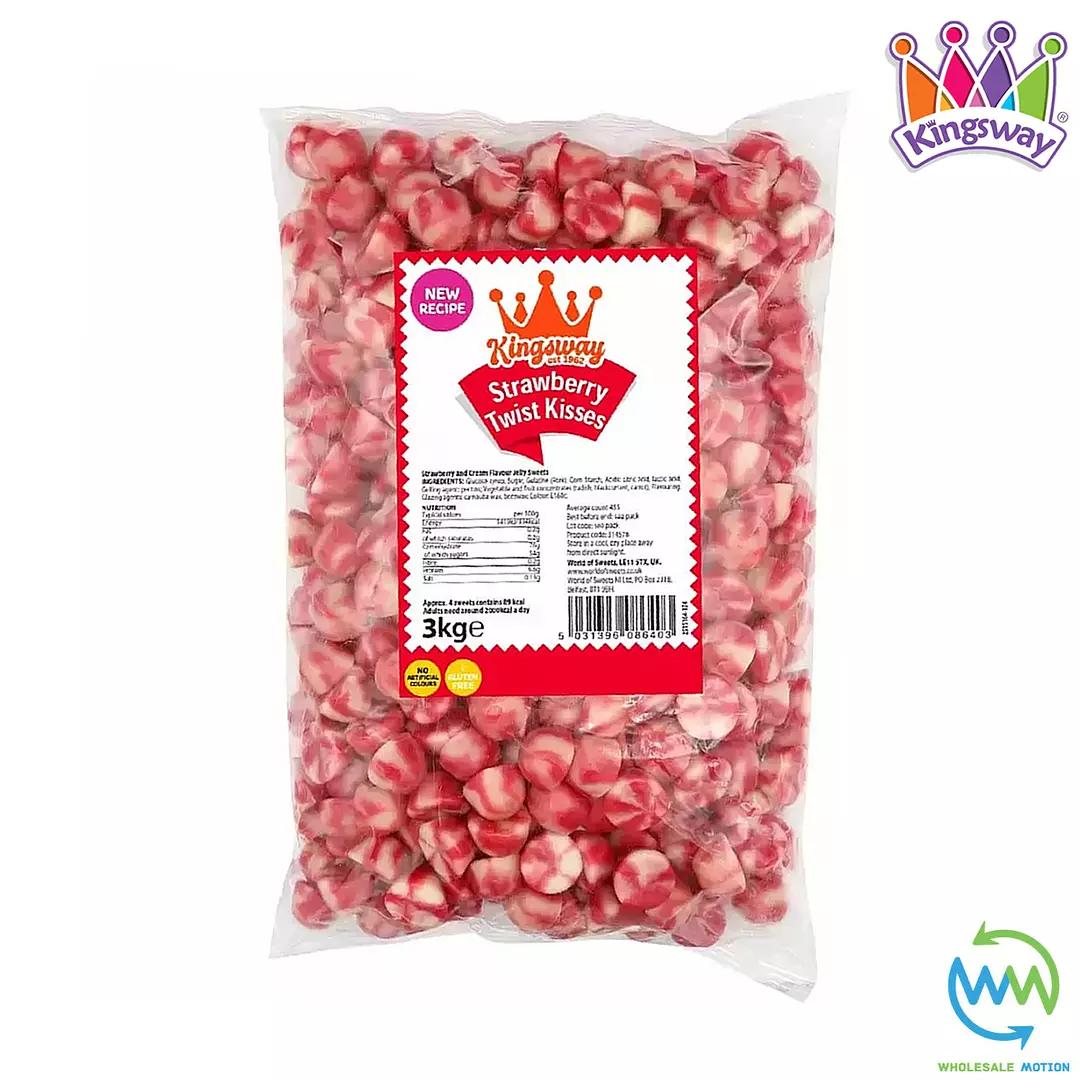 STRAWBERRY TWIST KISSES Sweets CANDY Kingsway Retro Gummy Jelly Gummies Jellies Snack Candies WEDDING Favours GIFT PICK N MIX