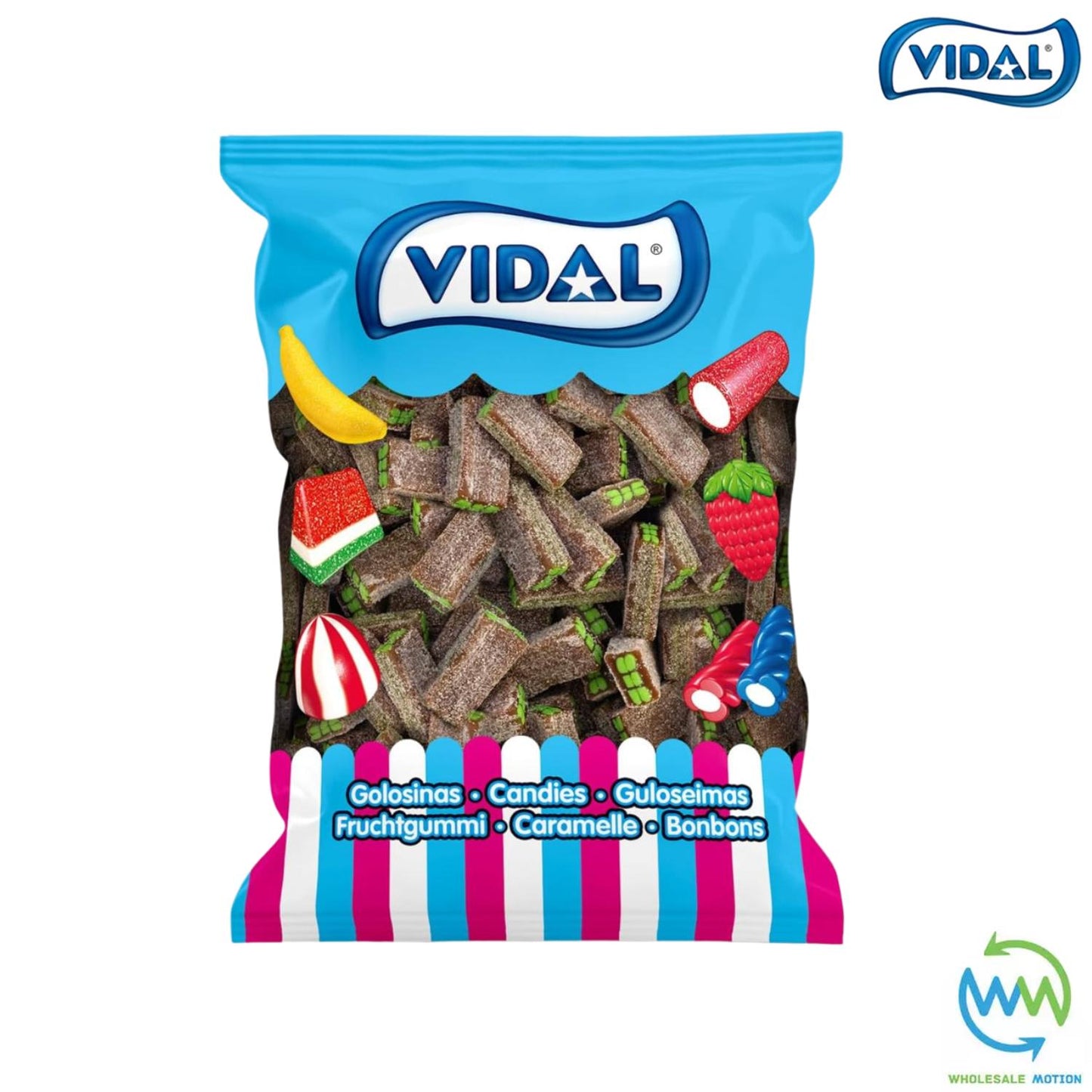 FIZZY COLA FILLED BRICKS Sweets GUMMY Candy FONDANT CENTRE Brick Jellies GUMMIES Brick JELLY Bites Vidal PICK N MIX UK Liquorice Snack Treat Wedding Gift Party Bag Filler